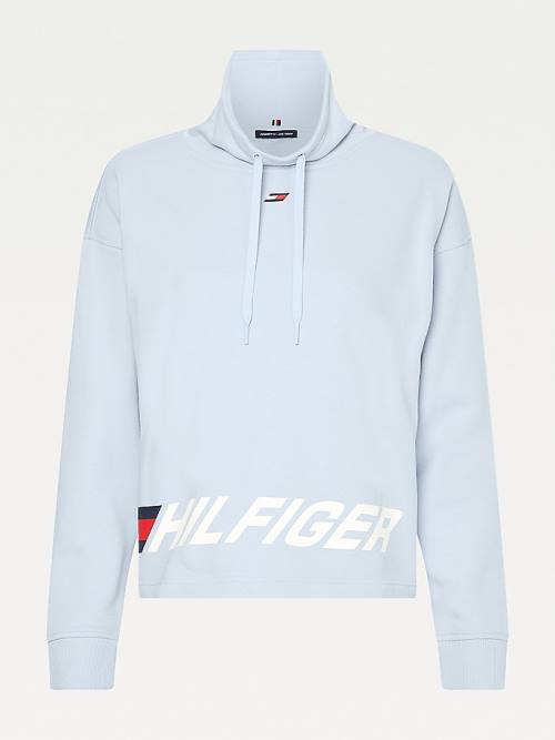 Tommy Hilfiger Spor Logo Relaxed Fit Sweatshirt Kadın Mavi | TH397TAN