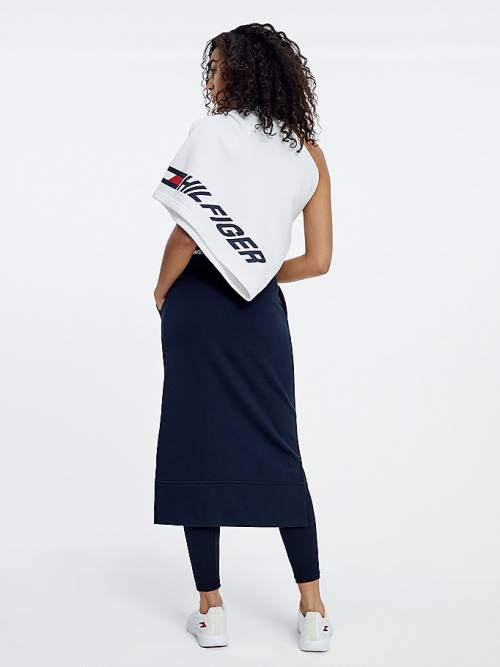 Tommy Hilfiger Spor Logo Tape Midi Etek Kadın Mavi | TH913KPI