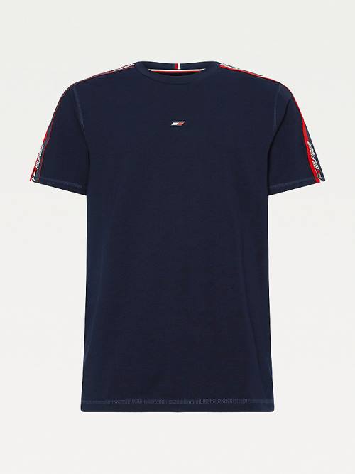 Tommy Hilfiger Spor Logo Tape Tişört Erkek Mavi | TH314EGI