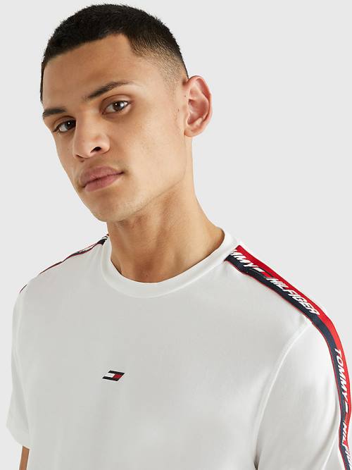 Tommy Hilfiger Spor Logo Tape Tişört Erkek Beyaz | TH604UJO