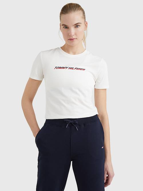 Tommy Hilfiger Spor Logo Tişört Kadın Beyaz | TH962PWV