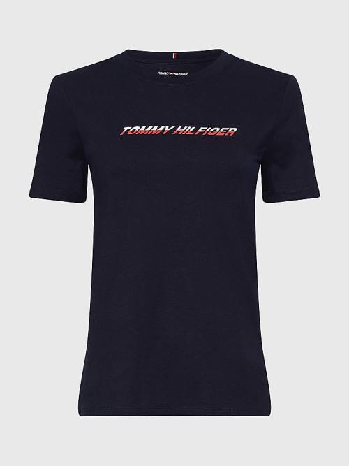 Tommy Hilfiger Spor Logo Tişört Kadın Mavi | TH120UVP