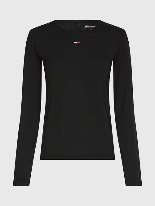 Tommy Hilfiger Spor Long Sleeve Tişört Kadın Siyah | TH084YSQ