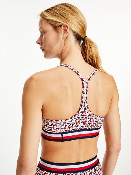 Tommy Hilfiger Spor Low Support Houndstooth Bra İç Giyim Kadın Kırmızı | TH195RZC