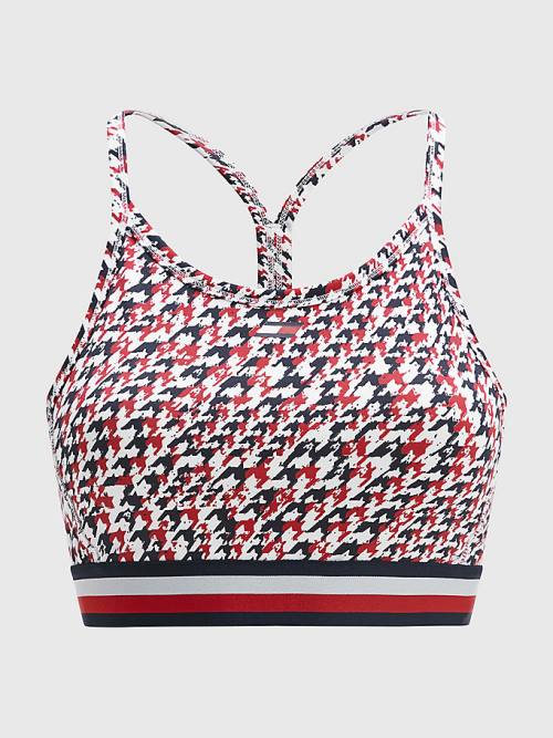 Tommy Hilfiger Spor Low Support Houndstooth Bra İç Giyim Kadın Kırmızı | TH195RZC