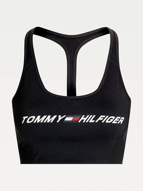 Tommy Hilfiger Spor Medium Support Logo Bra İç Giyim Kadın Siyah | TH310EAV