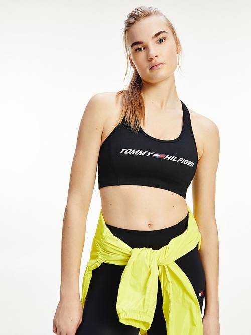 Tommy Hilfiger Spor Medium Support Logo Bra İç Giyim Kadın Siyah | TH310EAV