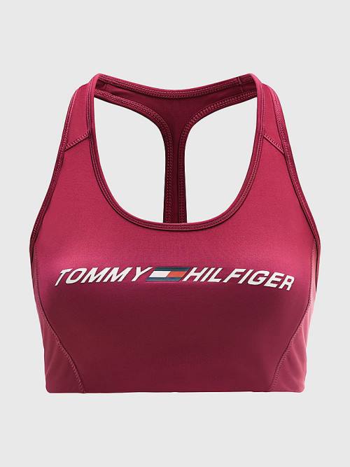 Tommy Hilfiger Spor Medium Support Logo Bra İç Giyim Kadın Kırmızı | TH534CDB