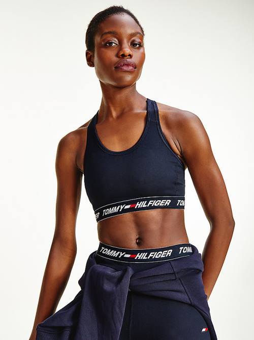 Tommy Hilfiger Spor Medium Support Tape Bra İç Giyim Kadın Mavi | TH048TBM