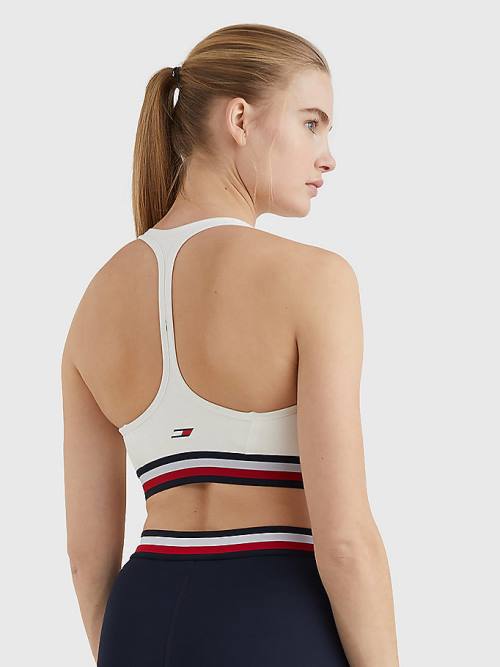 Tommy Hilfiger Spor Medium Support Tape Bra İç Giyim Kadın Beyaz | TH493NYM