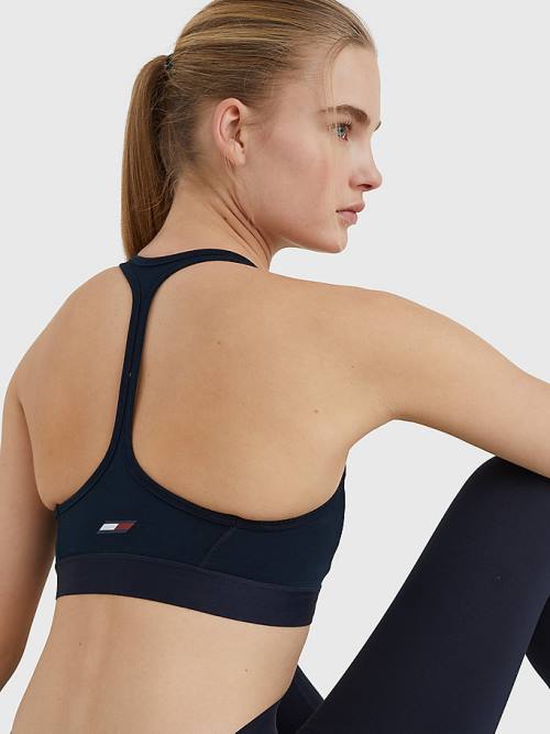 Tommy Hilfiger Spor Medium Support Tape Bra İç Giyim Kadın Mavi | TH890MNR