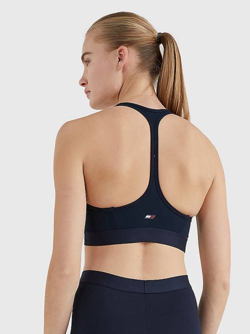 Tommy Hilfiger Spor Medium Support Tape Bra İç Giyim Kadın Mavi | TH890MNR