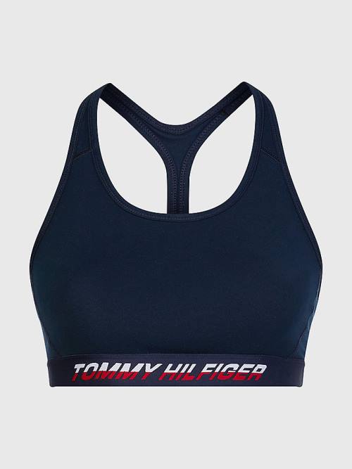 Tommy Hilfiger Spor Medium Support Tape Bra İç Giyim Kadın Mavi | TH890MNR