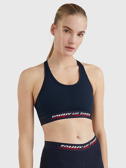 Tommy Hilfiger Spor Medium Support Tape Bra İç Giyim Kadın Mavi | TH890MNR