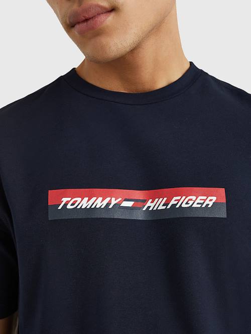 Tommy Hilfiger Spor Organic Jersey Tişört Erkek Mavi | TH729STF