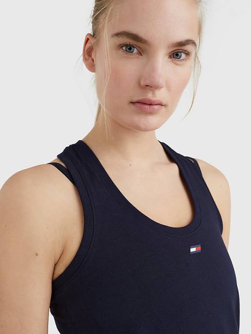 Tommy Hilfiger Spor Organic Pamuklu Tank Top Tişört Kadın Mavi | TH806PYE