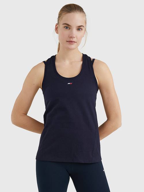 Tommy Hilfiger Spor Organic Pamuklu Tank Top Tişört Kadın Mavi | TH806PYE