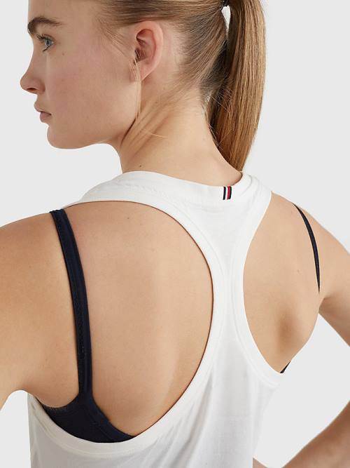 Tommy Hilfiger Spor Organic Pamuklu Tank Top Tişört Kadın Beyaz | TH938ZUQ