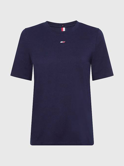 Tommy Hilfiger Spor Organic Pamuklu Tişört Kadın Mavi | TH542SFJ