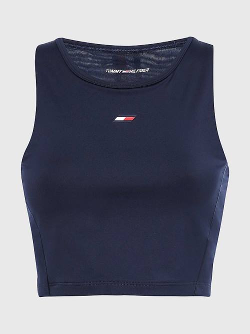 Tommy Hilfiger Spor Performance Crop Tank Top İç Giyim Kadın Mavi | TH829KXL