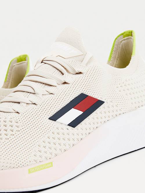 Tommy Hilfiger Spor Performance Knitted Elite Spor Ayakkabı Kadın Bej Rengi | TH274QSG