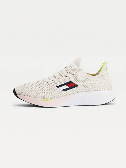 Tommy Hilfiger Spor Performance Knitted Elite Spor Ayakkabı Kadın Bej Rengi | TH274QSG