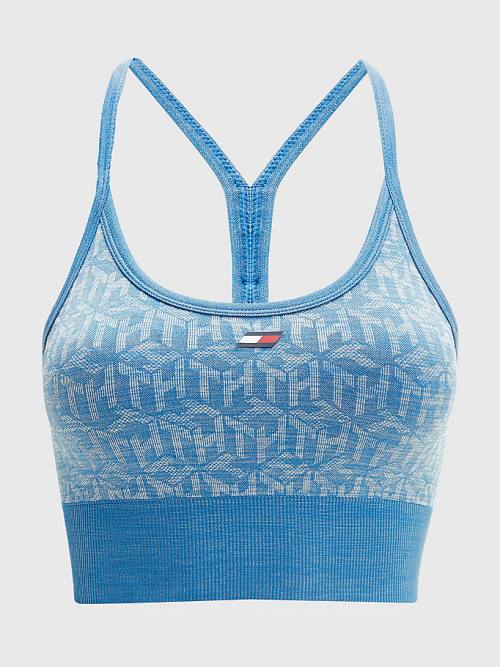 Tommy Hilfiger Spor Performance Low Support Monogram Bra İç Giyim Kadın Mavi | TH392EMN