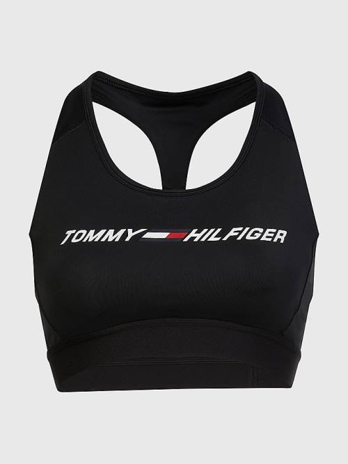 Tommy Hilfiger Spor Performance Medium Support Graphic Bra İç Giyim Kadın Siyah | TH109URV