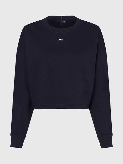 Tommy Hilfiger Spor Repeat Logo Sweatshirt Kadın Mavi | TH938EZD