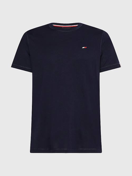 Tommy Hilfiger Spor Slim Fit Logo Antrenman Tişört Erkek Mavi | TH593LYH