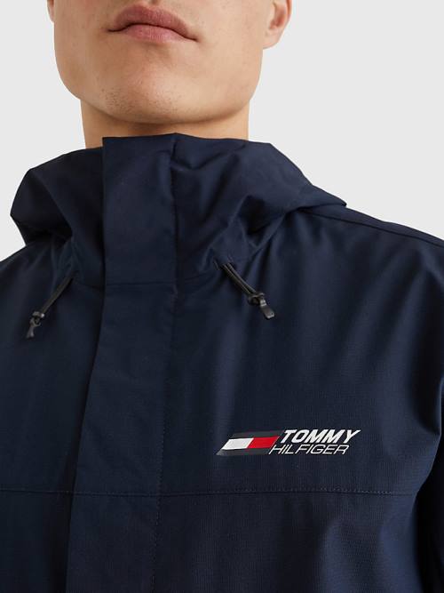 Tommy Hilfiger Spor Slim Fit Windbreaker Ceket Erkek Mavi | TH946IRA