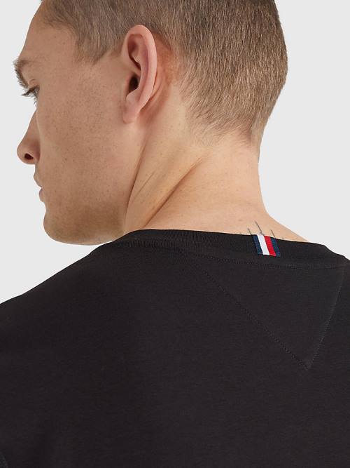 Tommy Hilfiger Spor Stretch Organic Pamuklu Jersey Tişört Erkek Siyah | TH530XIW