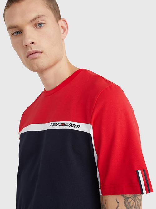 Tommy Hilfiger Spor TH Cool Colour-Blocked Tişört Erkek Beyaz | TH350KPQ