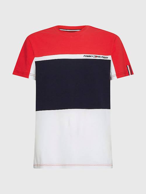 Tommy Hilfiger Spor TH Cool Colour-Blocked Tişört Erkek Beyaz | TH350KPQ