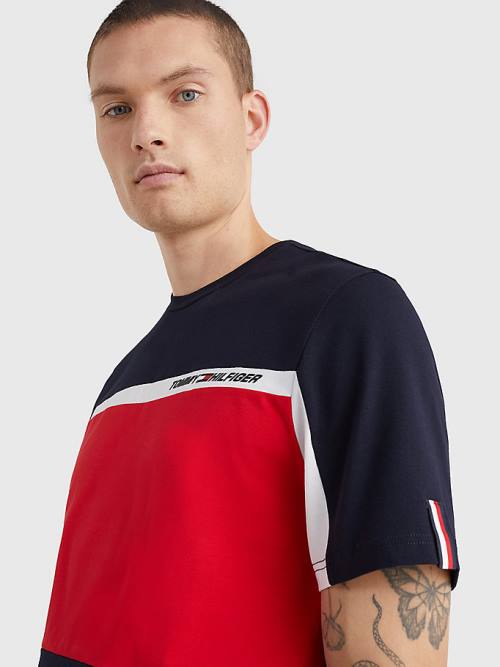 Tommy Hilfiger Spor TH Cool Colour-Blocked Tişört Erkek Mavi | TH861HDR