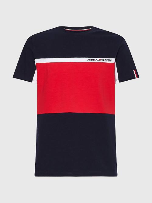 Tommy Hilfiger Spor TH Cool Colour-Blocked Tişört Erkek Mavi | TH861HDR