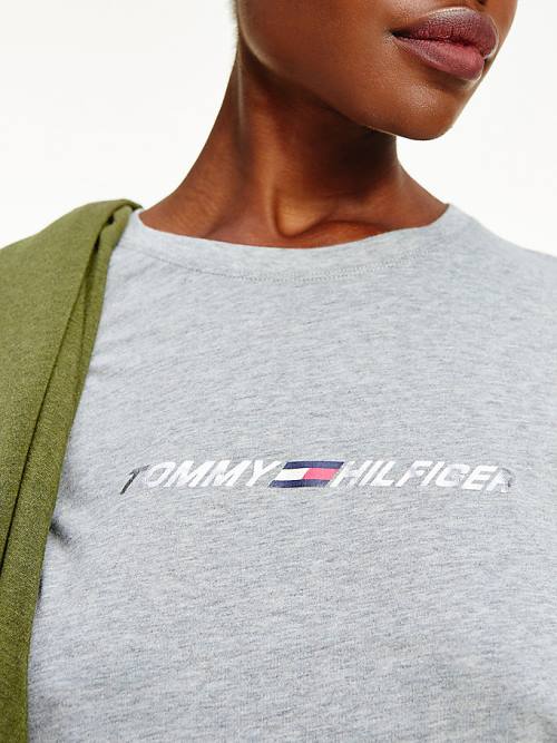 Tommy Hilfiger Spor TH Cool Crew Neck Tişört Kadın Gri | TH742CRI