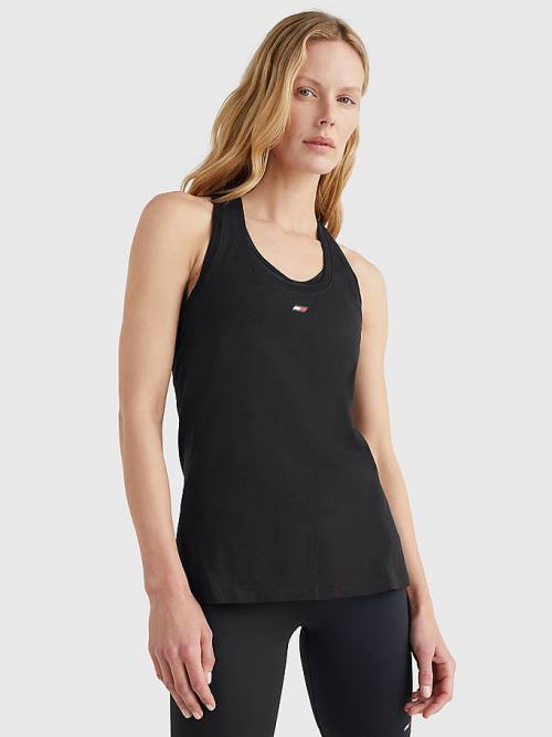 Tommy Hilfiger Spor TH Cool Racerback Tank Top Tişört Kadın Siyah | TH293VWD