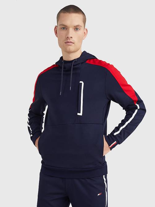 Tommy Hilfiger Spor TH Cool Regular Fit Kapüşonlu Sweatshirt Erkek Mavi | TH879LKQ