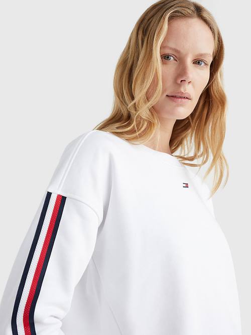 Tommy Hilfiger Spor TH Cool Relaxed Fit Sweatshirt Kadın Beyaz | TH763JLH