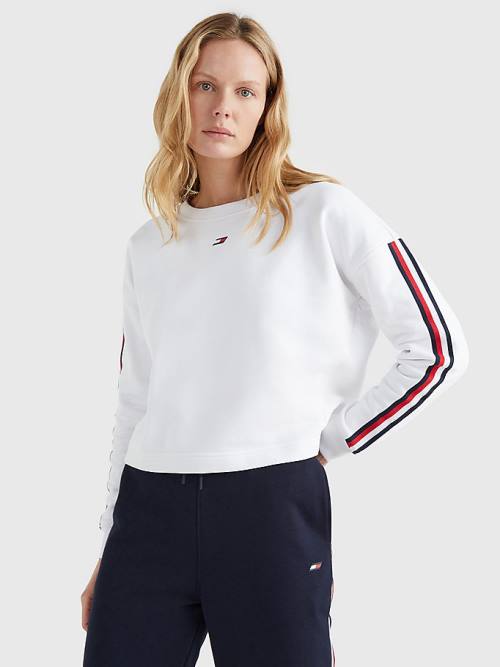 Tommy Hilfiger Spor TH Cool Relaxed Fit Sweatshirt Kadın Beyaz | TH763JLH