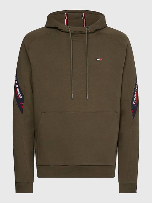 Tommy Hilfiger Spor TH Cool Tape Kapüşonlu Sweatshirt Erkek Haki | TH948WPJ