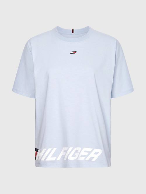 Tommy Hilfiger Spor Wraparound Logo Relaxed Fit Tişört Kadın Mavi | TH869NAZ