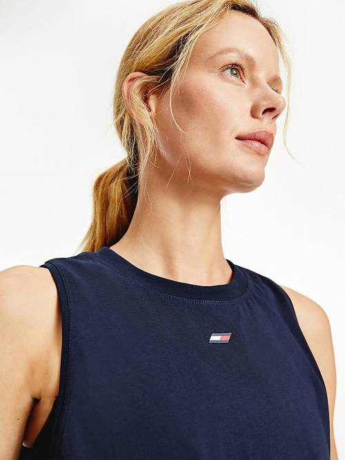 Tommy Hilfiger Spor Wrapped Print Relaxed Tank Top Tişört Kadın Mavi | TH960ZNO