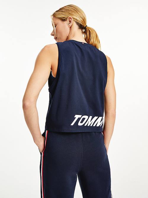 Tommy Hilfiger Spor Wrapped Print Relaxed Tank Top Tişört Kadın Mavi | TH960ZNO