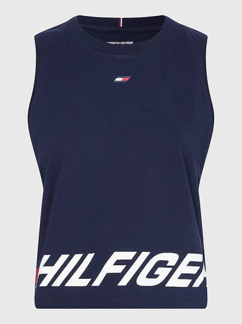 Tommy Hilfiger Spor Wrapped Print Relaxed Tank Top Tişört Kadın Mavi | TH960ZNO