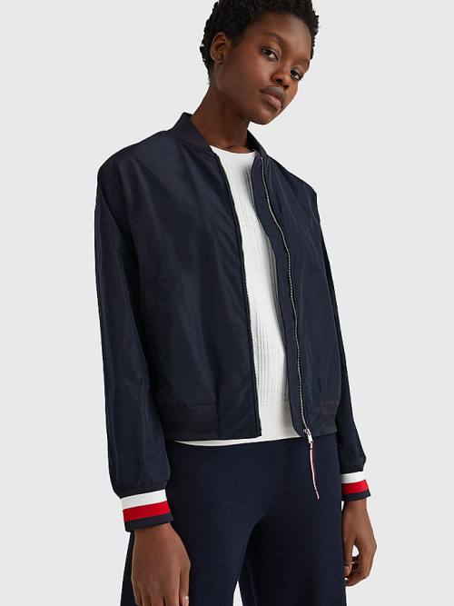 Tommy Hilfiger Sportif Slim Fit Bomber Ceket Kadın Mavi | TH130NJO