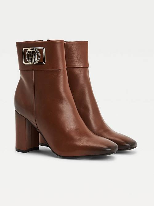 Tommy Hilfiger Square Burunlu Deri Ankle Bot Kadın Kahverengi | TH146TNX