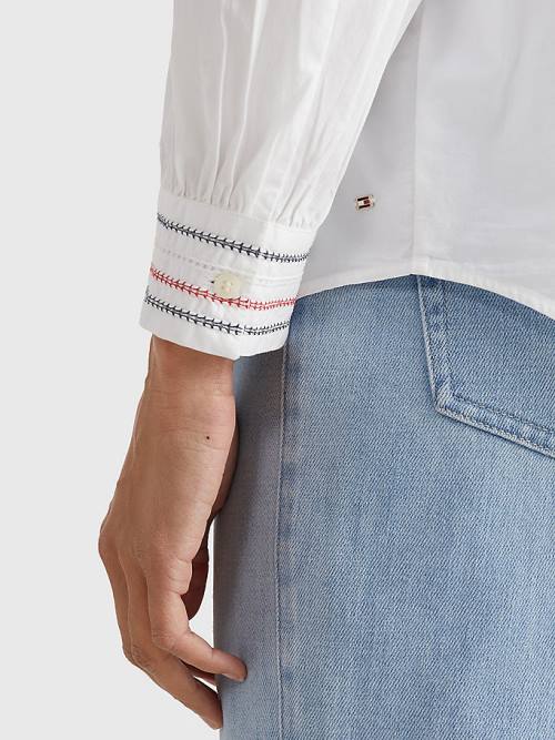 Tommy Hilfiger Stitched Stripe Relaxed Fit Bluz Kadın Beyaz | TH368CKY