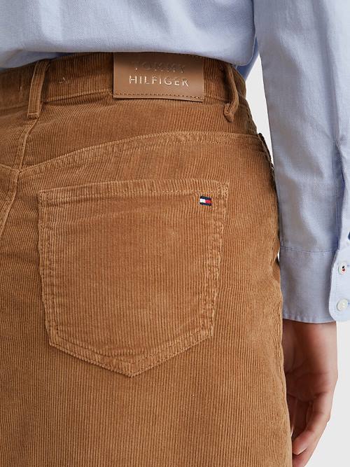 Tommy Hilfiger Straight High Rise Corduroy Etek Kadın Kahverengi | TH870ZIG